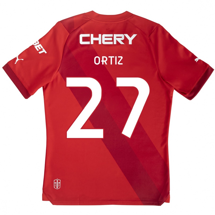 Mujer Fútbol Camiseta Jorge Ortiz #27 Rojo Blanco 2ª Equipación 2024/25