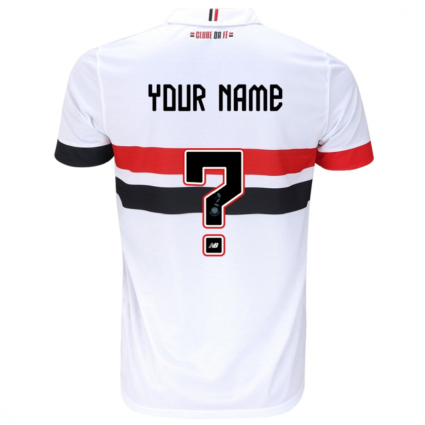 Niño Fútbol Camiseta Su Nombre #0 Blanco Rojo Negro 1ª Equipación 2024/25