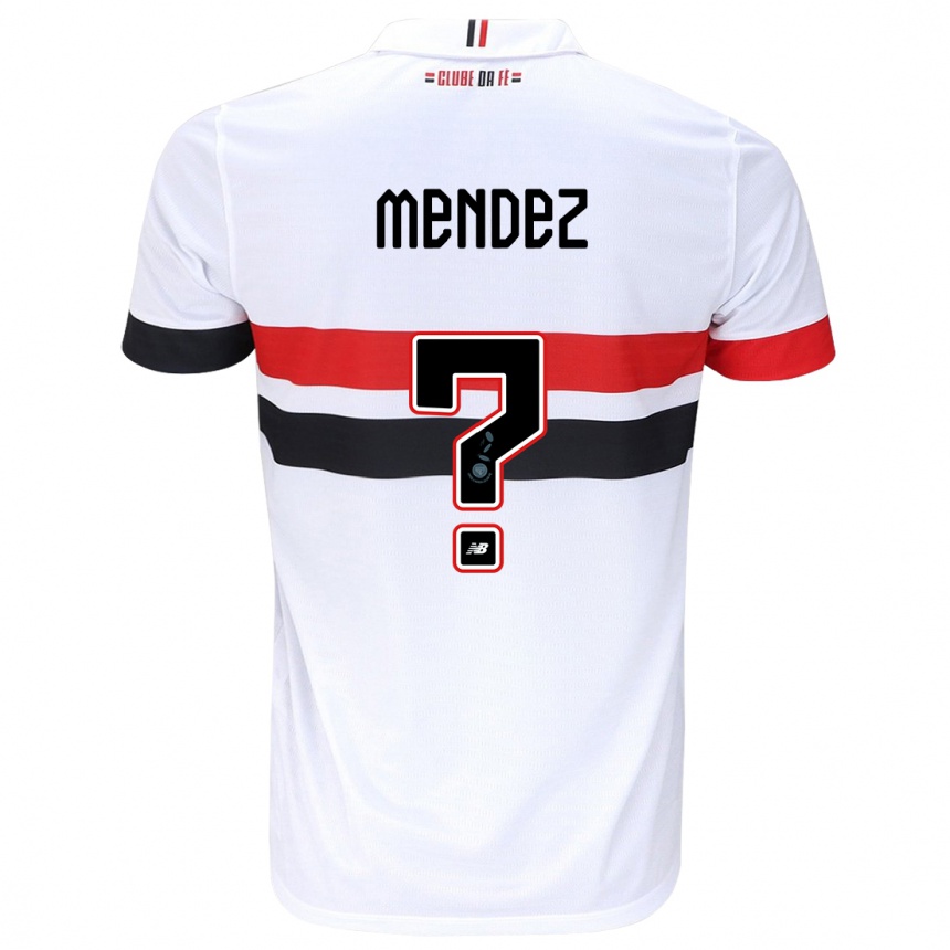 Niño Fútbol Camiseta Jhegson Méndez #0 Blanco Rojo Negro 1ª Equipación 2024/25