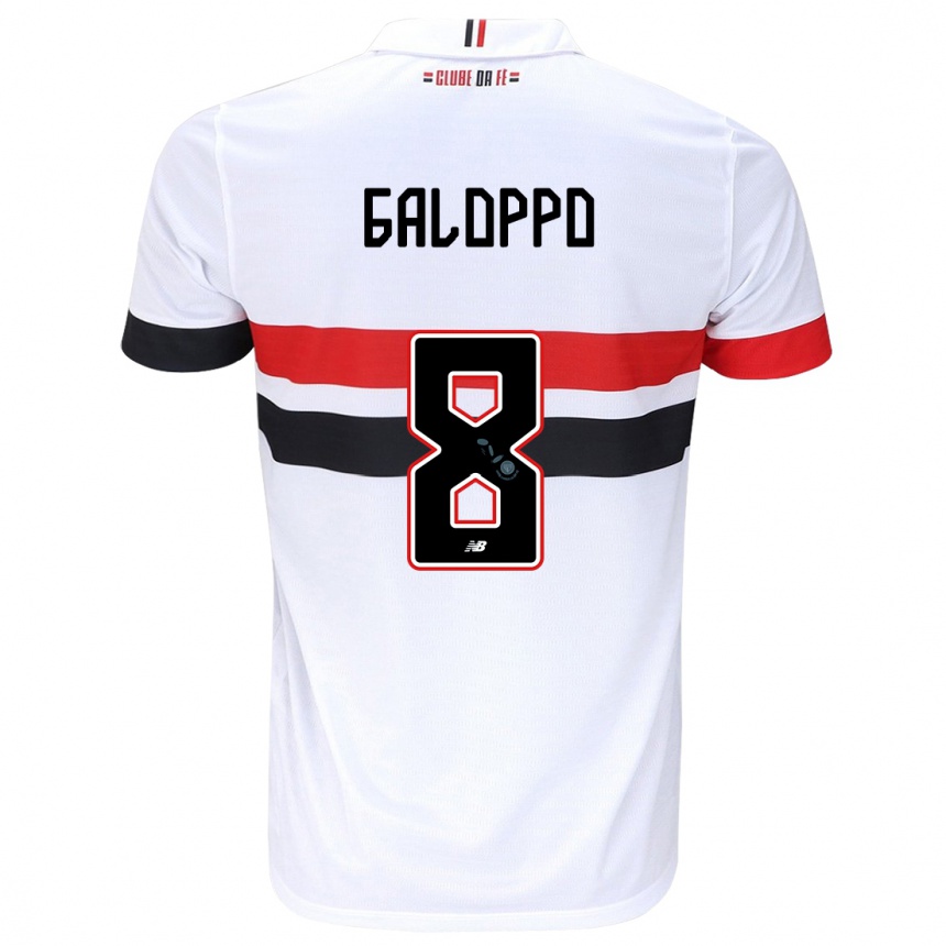 Niño Fútbol Camiseta Giuliano Galoppo #8 Blanco Rojo Negro 1ª Equipación 2024/25