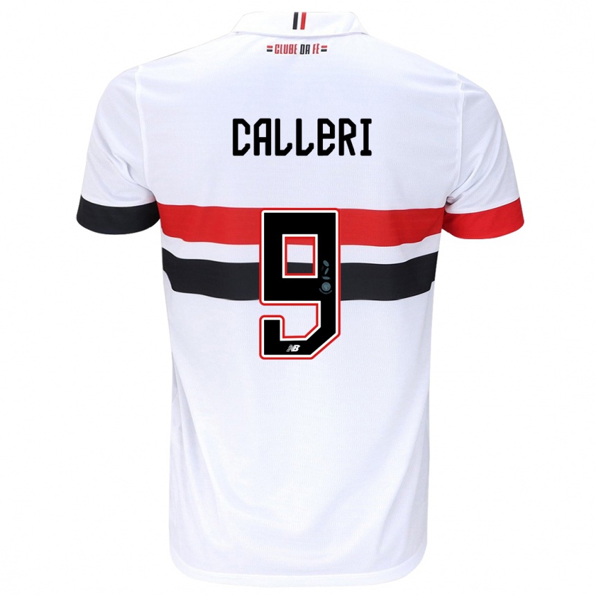 Niño Fútbol Camiseta Jonathan Calleri #9 Blanco Rojo Negro 1ª Equipación 2024/25