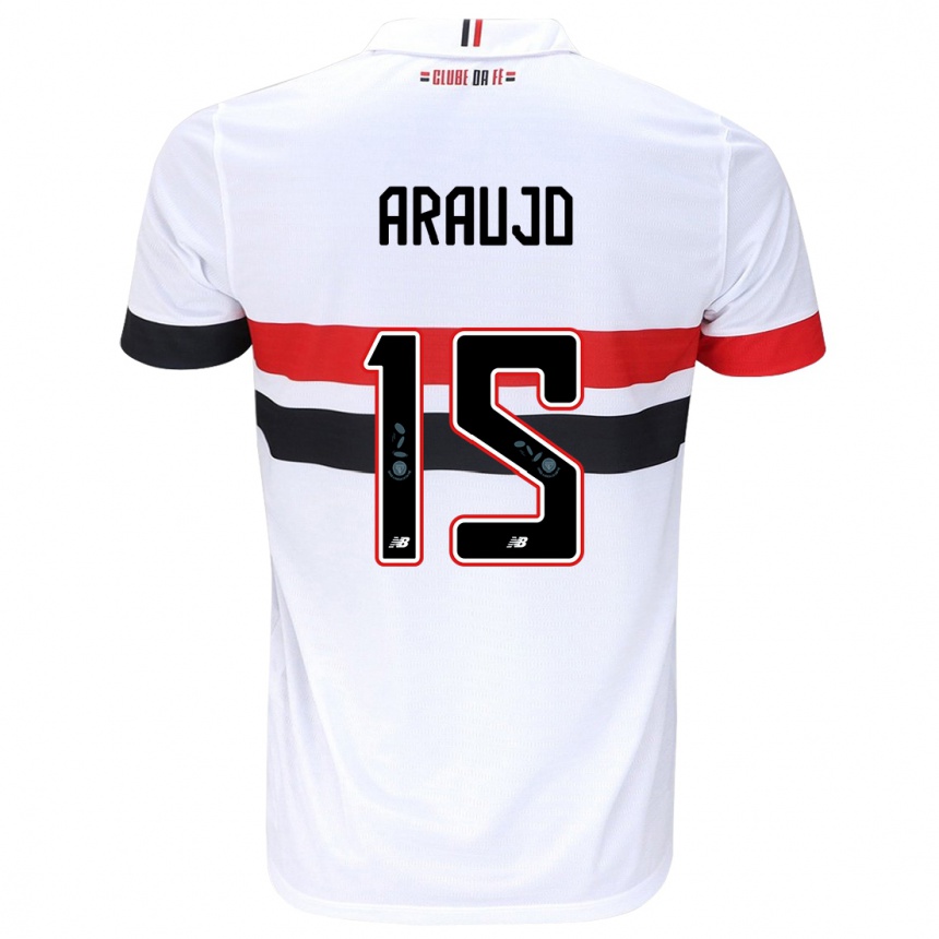 Niño Fútbol Camiseta Michel Araújo #15 Blanco Rojo Negro 1ª Equipación 2024/25