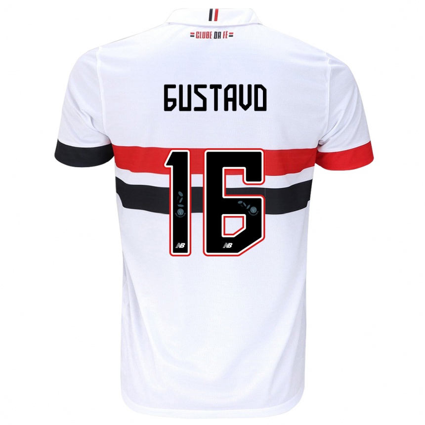 Niño Fútbol Camiseta Luiz Gustavo #16 Blanco Rojo Negro 1ª Equipación 2024/25