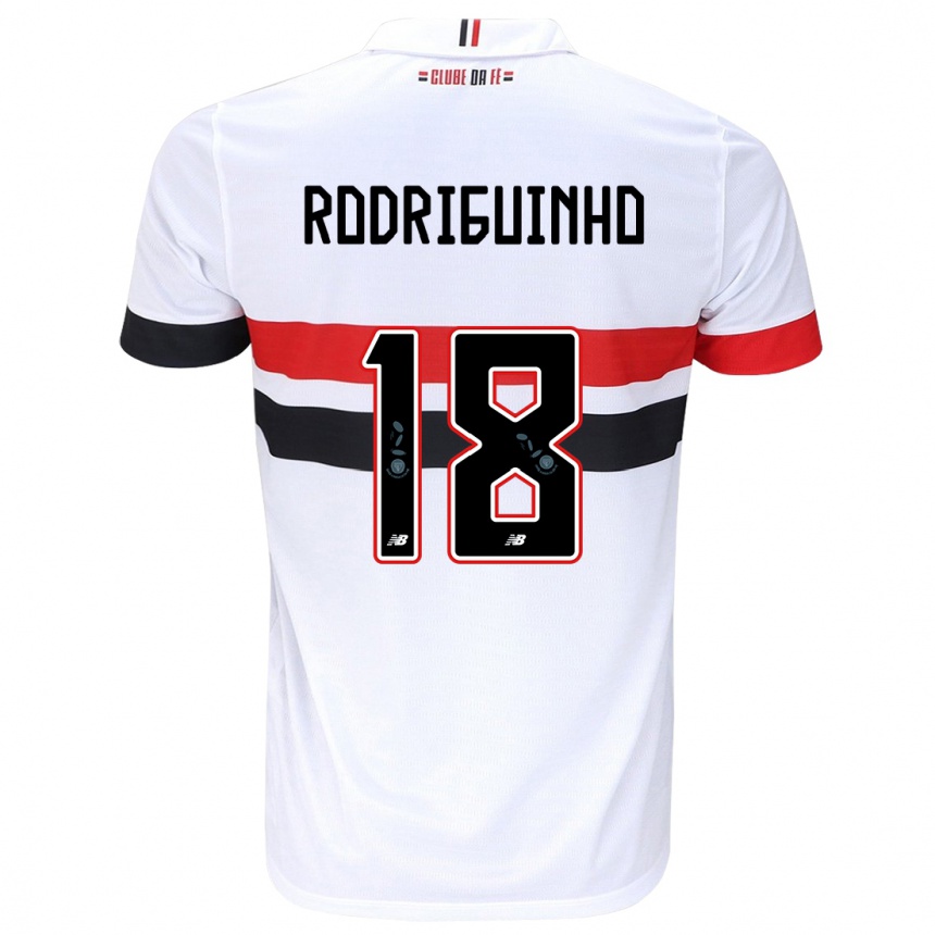 Niño Fútbol Camiseta Rodriguinho #18 Blanco Rojo Negro 1ª Equipación 2024/25