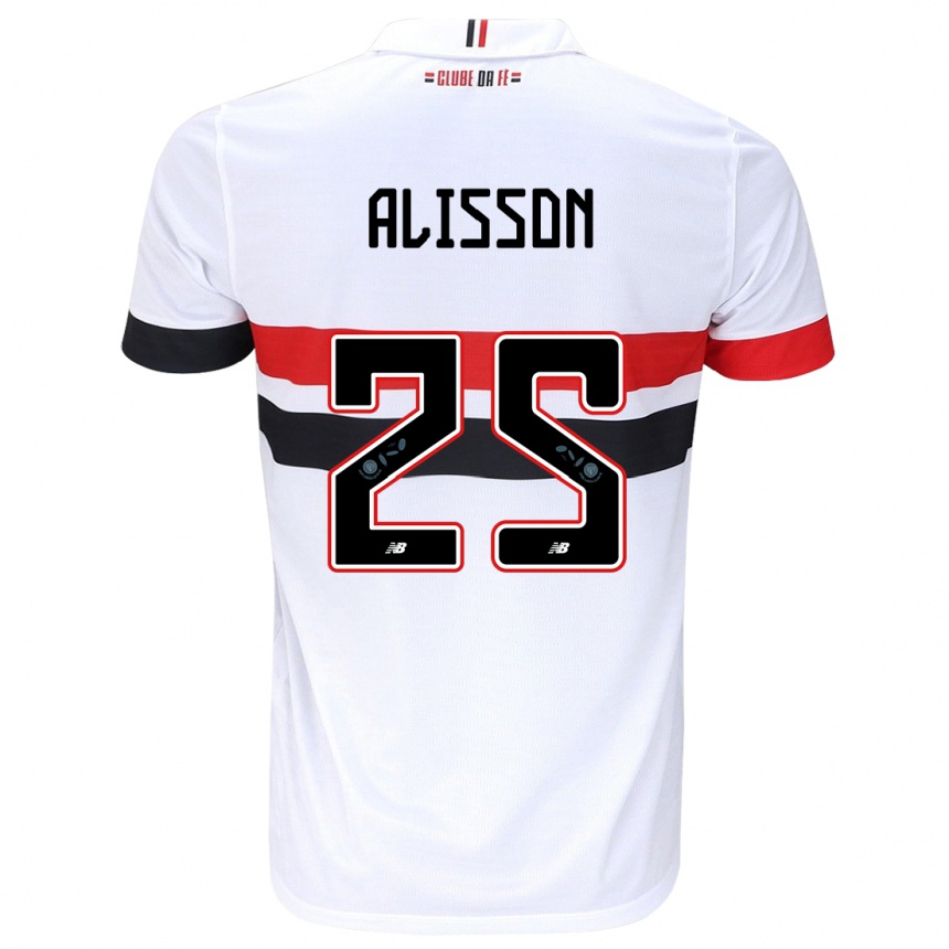 Niño Fútbol Camiseta Alisson #25 Blanco Rojo Negro 1ª Equipación 2024/25