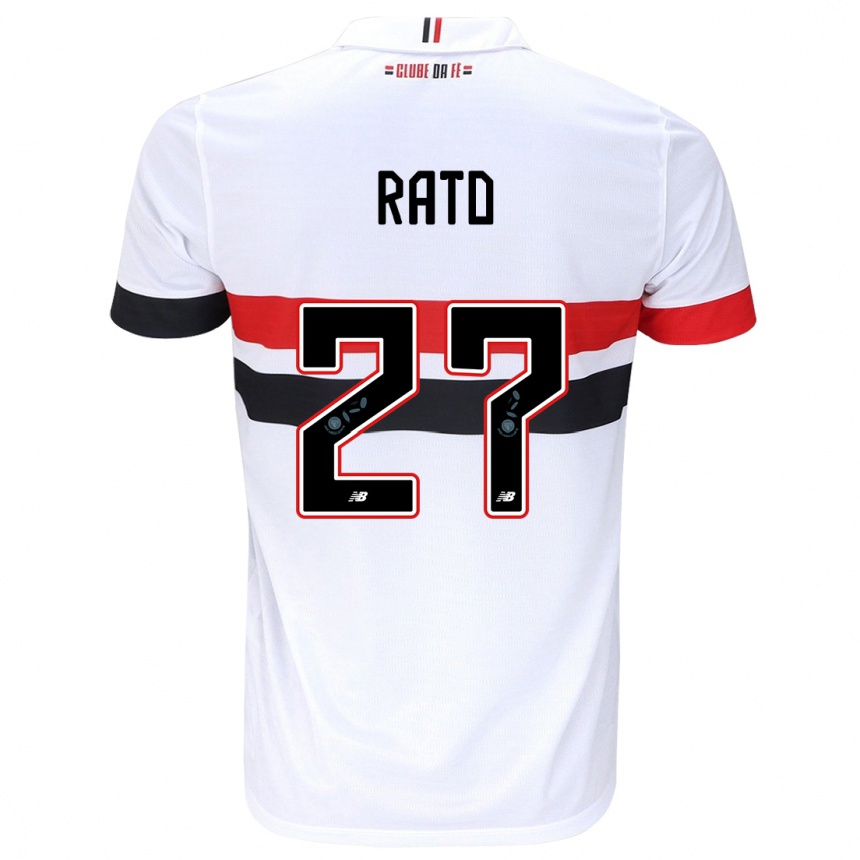 Niño Fútbol Camiseta Wellington Rato #27 Blanco Rojo Negro 1ª Equipación 2024/25