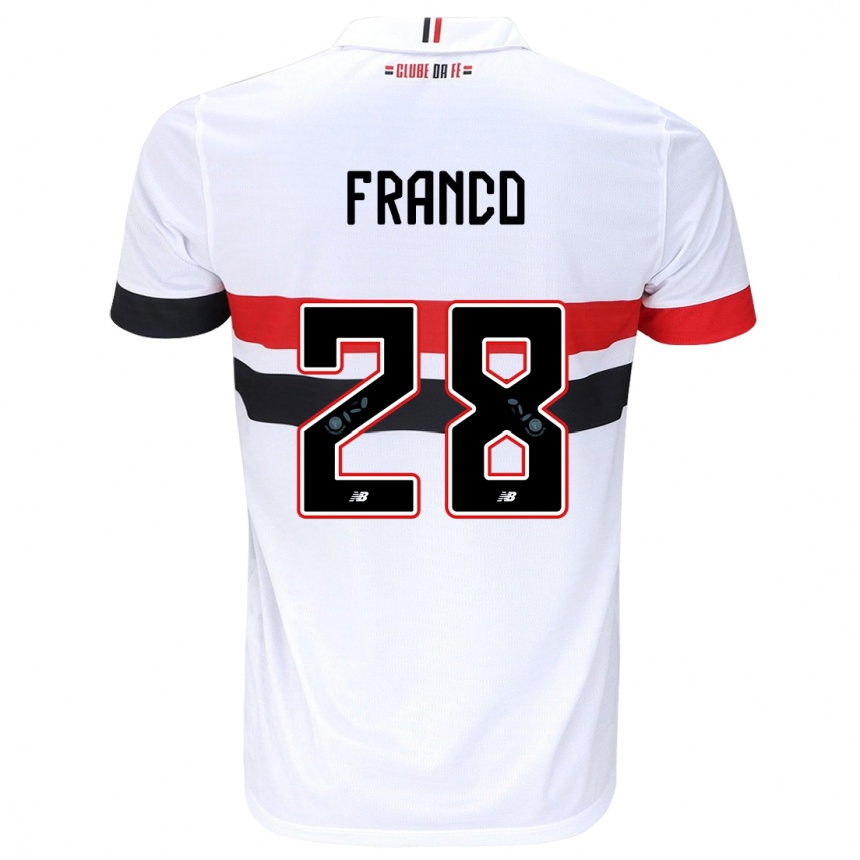 Niño Fútbol Camiseta Alan Franco #28 Blanco Rojo Negro 1ª Equipación 2024/25