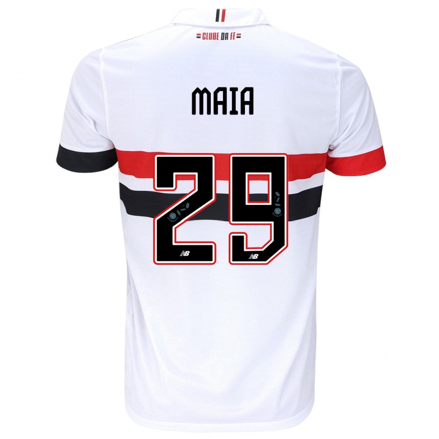 Niño Fútbol Camiseta Pablo Maia #29 Blanco Rojo Negro 1ª Equipación 2024/25