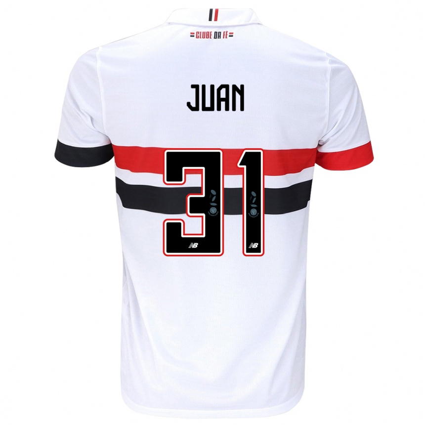 Niño Fútbol Camiseta Juan #31 Blanco Rojo Negro 1ª Equipación 2024/25