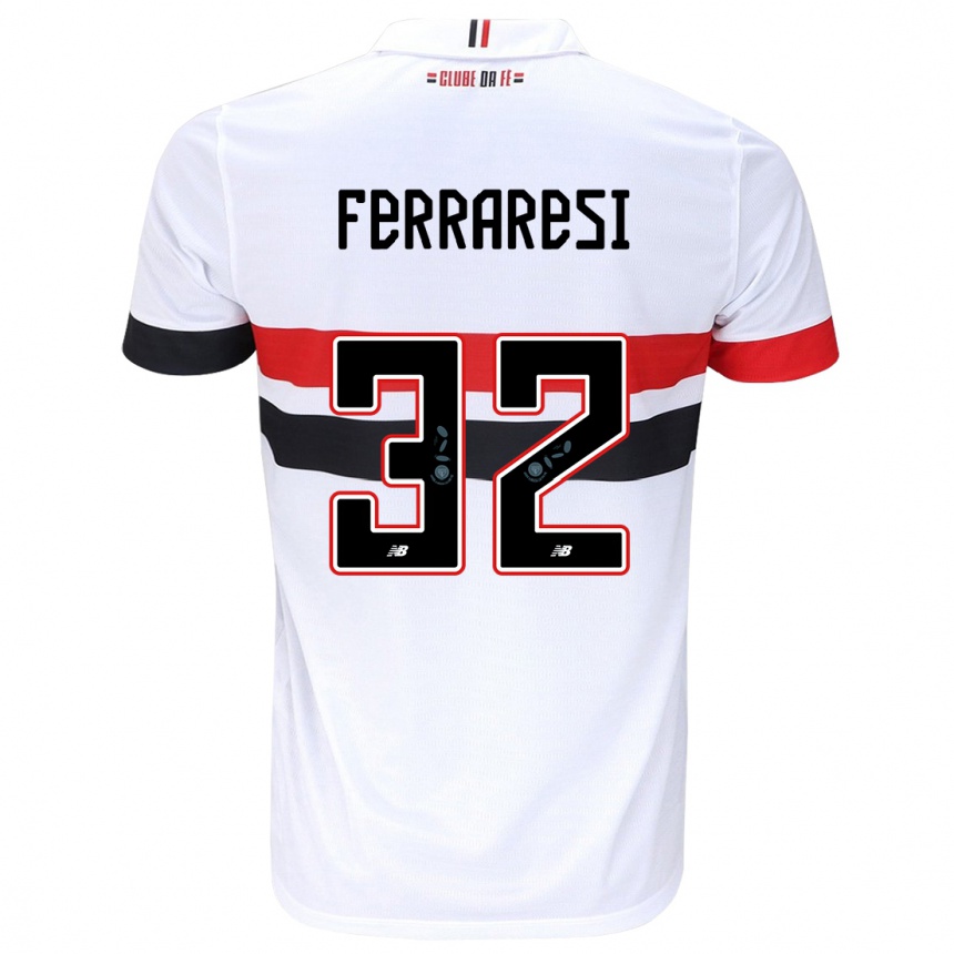 Niño Fútbol Camiseta Nahuel Ferraresi #32 Blanco Rojo Negro 1ª Equipación 2024/25