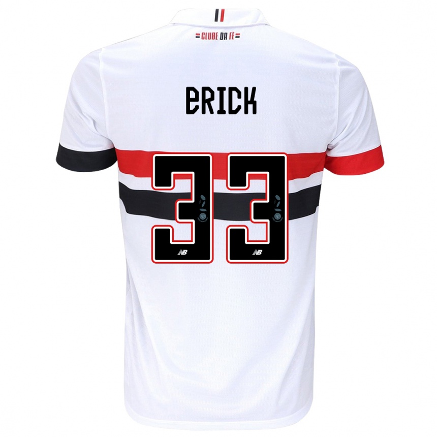 Niño Fútbol Camiseta Erick #33 Blanco Rojo Negro 1ª Equipación 2024/25