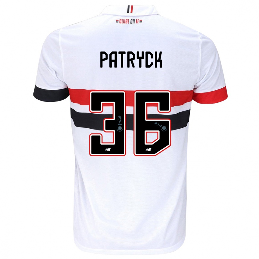 Niño Fútbol Camiseta Patryck #36 Blanco Rojo Negro 1ª Equipación 2024/25