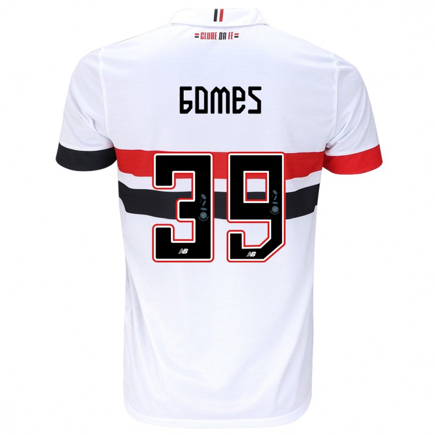 Niño Fútbol Camiseta William Gomes #39 Blanco Rojo Negro 1ª Equipación 2024/25