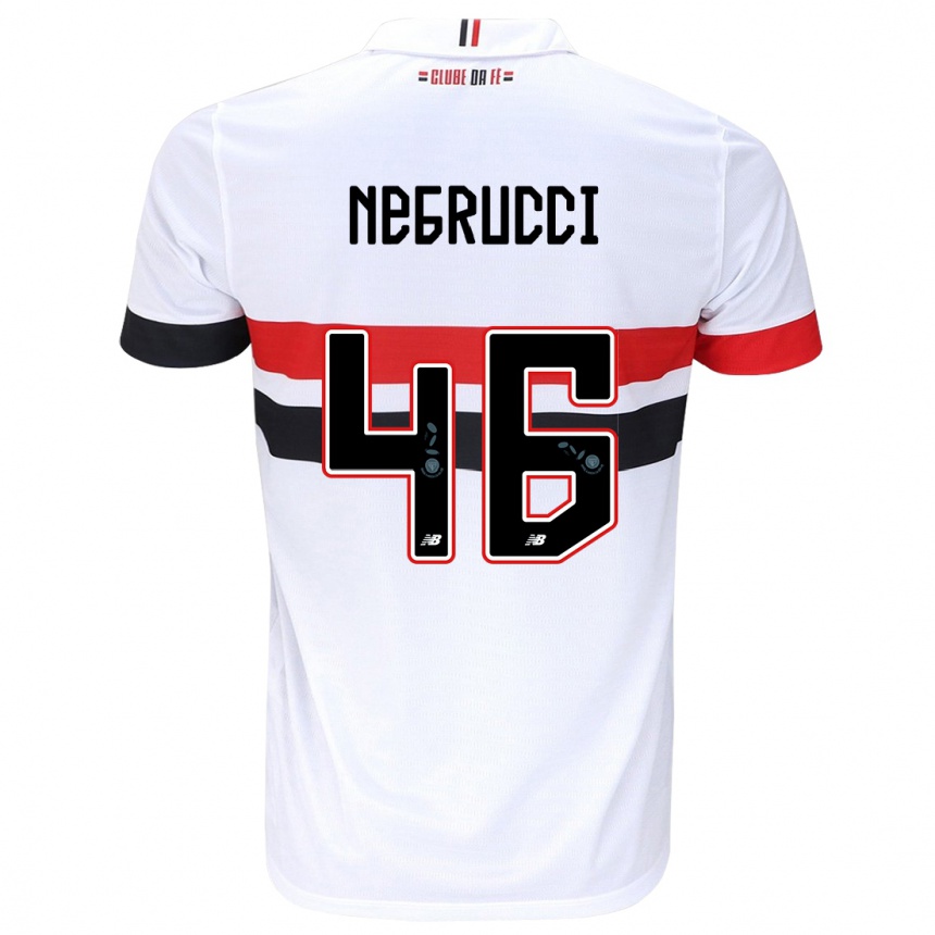 Niño Fútbol Camiseta Felipe Negrucci #46 Blanco Rojo Negro 1ª Equipación 2024/25