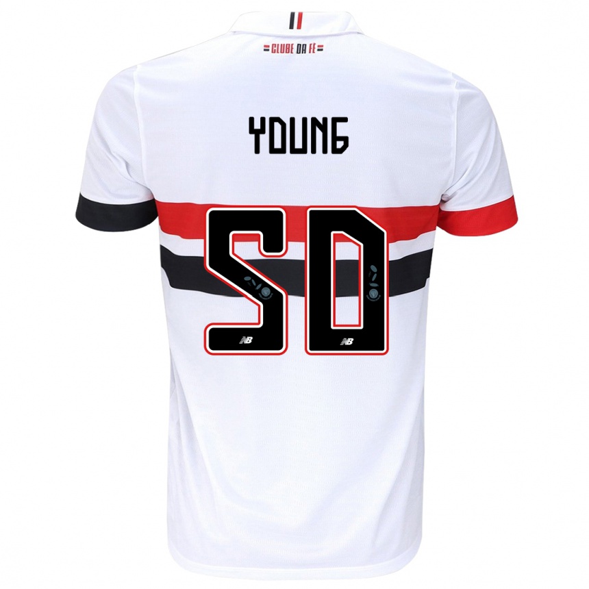 Niño Fútbol Camiseta Young #50 Blanco Rojo Negro 1ª Equipación 2024/25