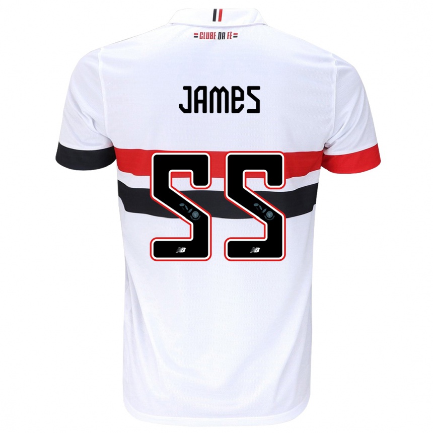 Niño Fútbol Camiseta James Rodríguez #55 Blanco Rojo Negro 1ª Equipación 2024/25