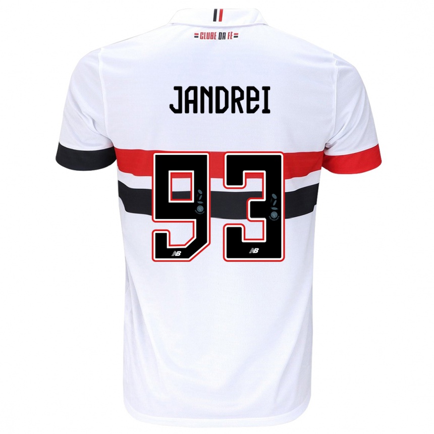 Niño Fútbol Camiseta Jandrei #93 Blanco Rojo Negro 1ª Equipación 2024/25