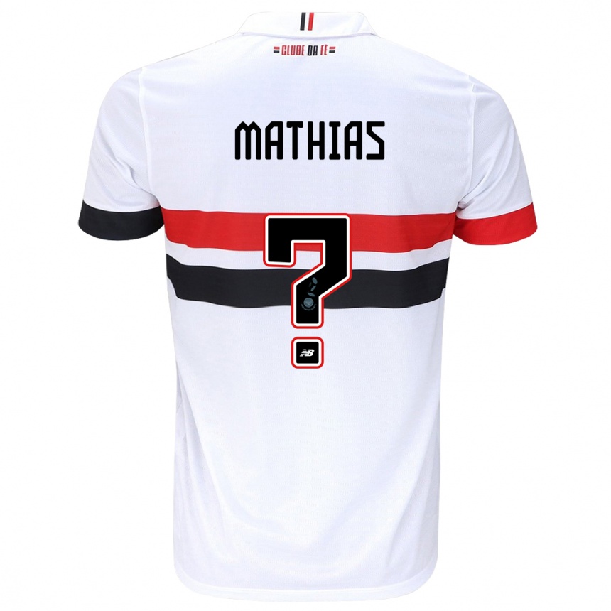 Niño Fútbol Camiseta Leandro Mathias #0 Blanco Rojo Negro 1ª Equipación 2024/25