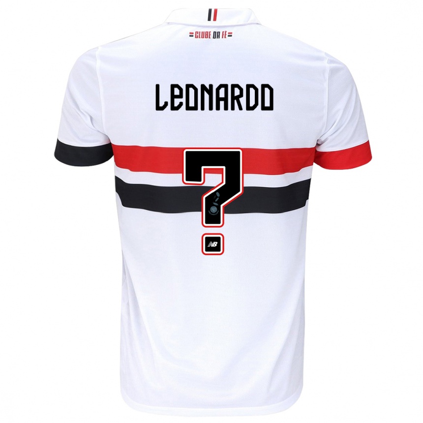 Niño Fútbol Camiseta Hugo Leonardo #0 Blanco Rojo Negro 1ª Equipación 2024/25