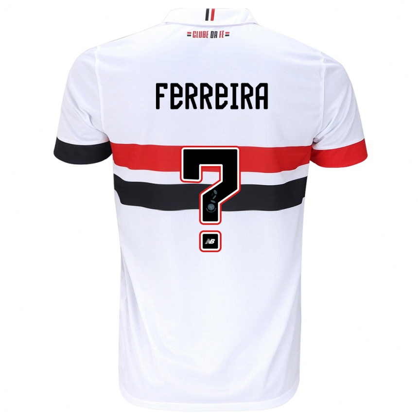 Niño Fútbol Camiseta Lucas Ferreira #0 Blanco Rojo Negro 1ª Equipación 2024/25