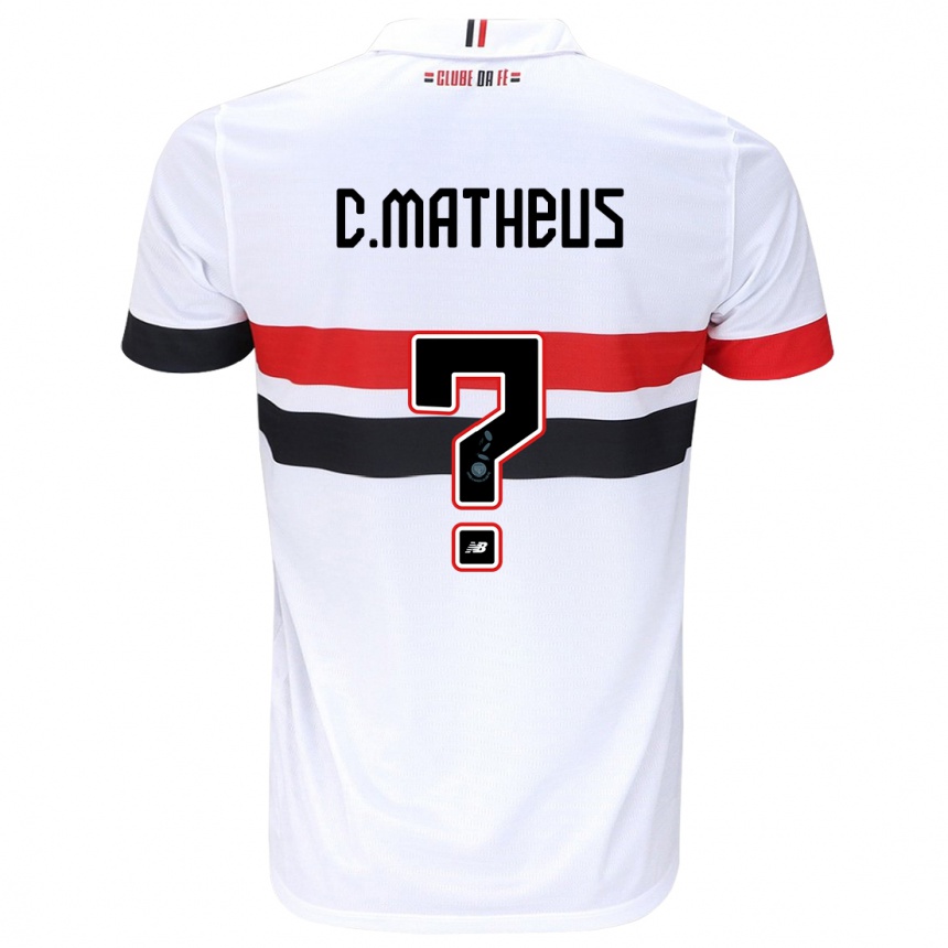 Niño Fútbol Camiseta Caio Matheus #0 Blanco Rojo Negro 1ª Equipación 2024/25