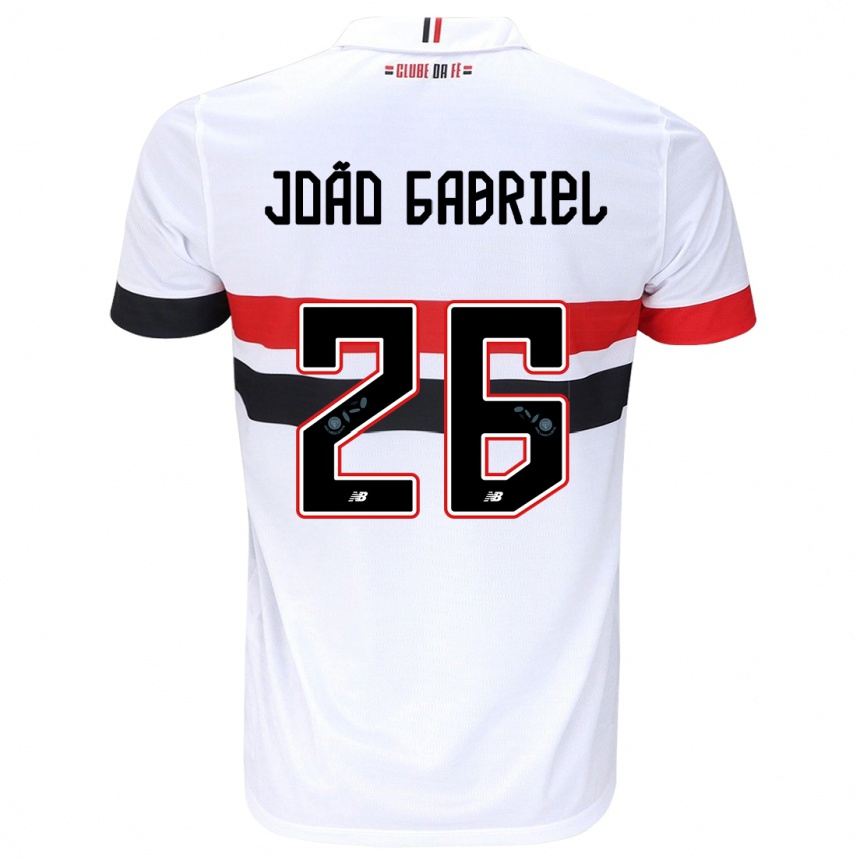 Niño Fútbol Camiseta João Gabriel #26 Blanco Rojo Negro 1ª Equipación 2024/25