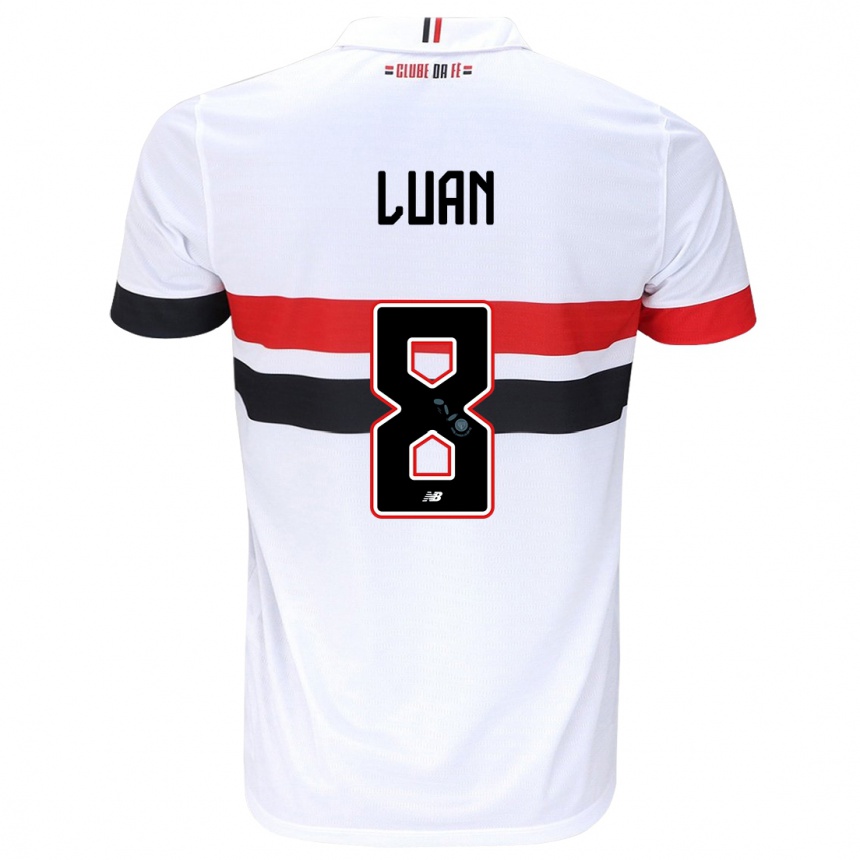 Niño Fútbol Camiseta Luan #8 Blanco Rojo Negro 1ª Equipación 2024/25