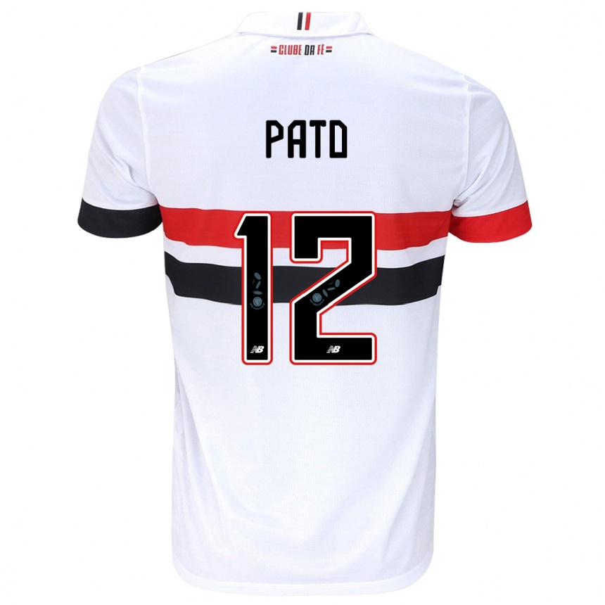 Niño Fútbol Camiseta Alexandre Pato #12 Blanco Rojo Negro 1ª Equipación 2024/25