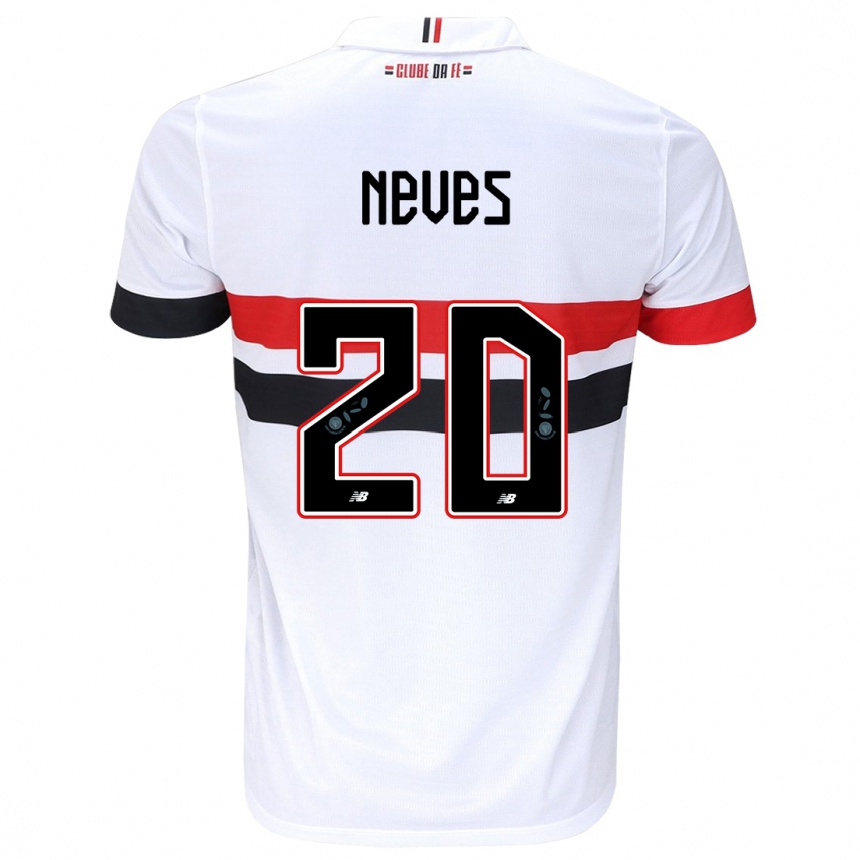 Niño Fútbol Camiseta Gabriel Neves #20 Blanco Rojo Negro 1ª Equipación 2024/25