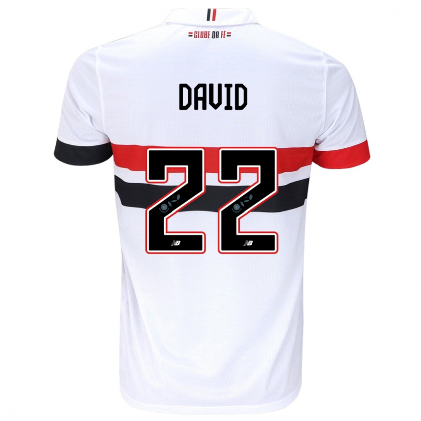 Niño Fútbol Camiseta David #22 Blanco Rojo Negro 1ª Equipación 2024/25