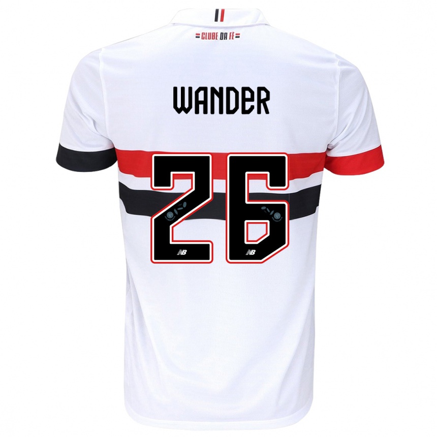 Niño Fútbol Camiseta Talles Wander #26 Blanco Rojo Negro 1ª Equipación 2024/25