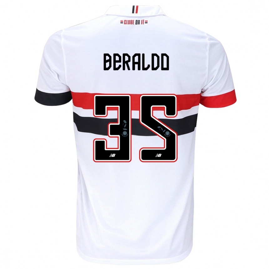 Niño Fútbol Camiseta Lucas Beraldo #35 Blanco Rojo Negro 1ª Equipación 2024/25