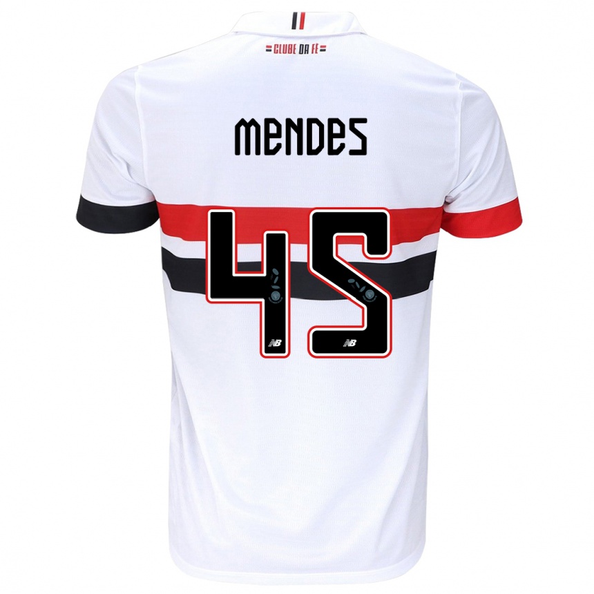 Niño Fútbol Camiseta Nathan Mendes #45 Blanco Rojo Negro 1ª Equipación 2024/25