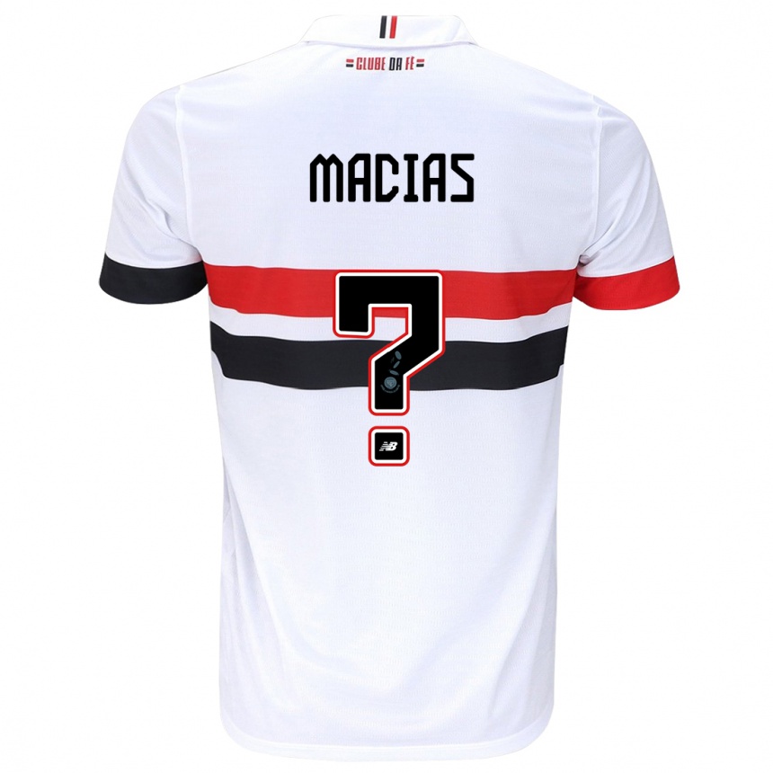 Niño Fútbol Camiseta Juan Macías #0 Blanco Rojo Negro 1ª Equipación 2024/25