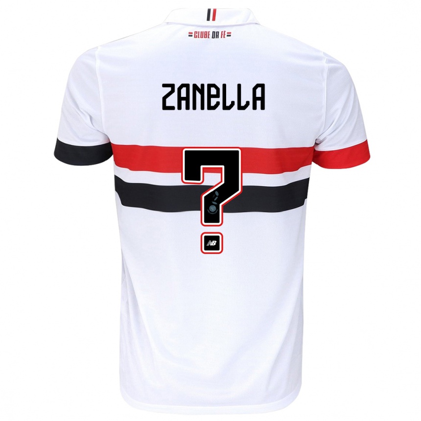 Niño Fútbol Camiseta Matheus Zanella #0 Blanco Rojo Negro 1ª Equipación 2024/25