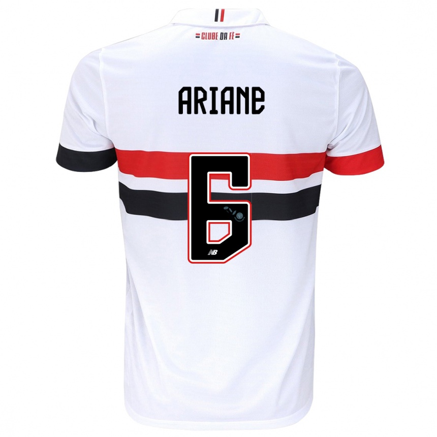 Niño Fútbol Camiseta Ariane #6 Blanco Rojo Negro 1ª Equipación 2024/25