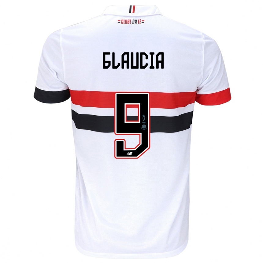 Niño Fútbol Camiseta Glaucia #9 Blanco Rojo Negro 1ª Equipación 2024/25