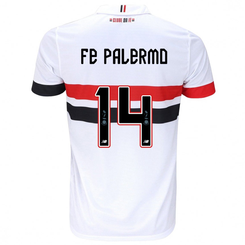 Niño Fútbol Camiseta Fe Palermo #14 Blanco Rojo Negro 1ª Equipación 2024/25