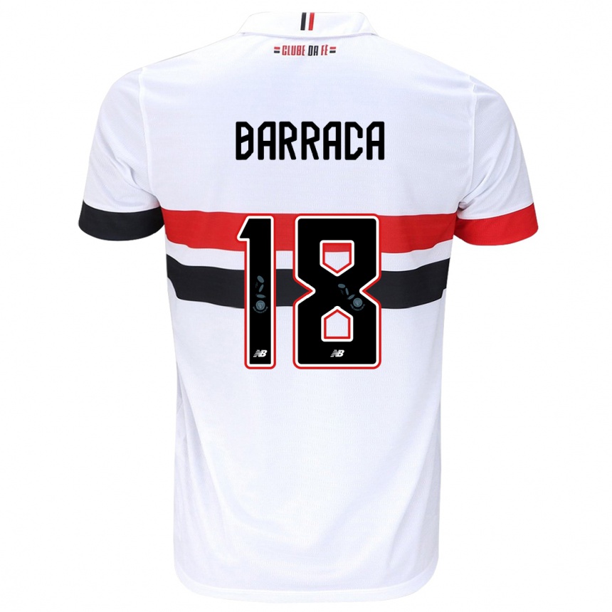 Niño Fútbol Camiseta Barraca #18 Blanco Rojo Negro 1ª Equipación 2024/25