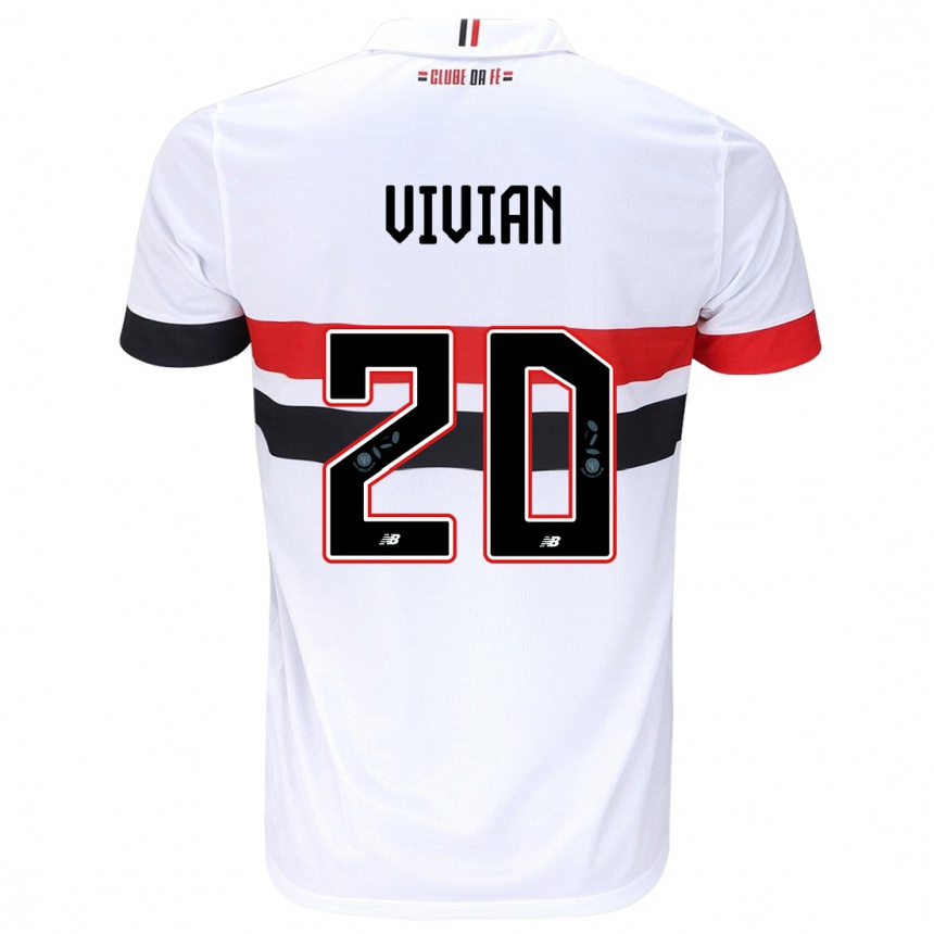 Niño Fútbol Camiseta Vivian #20 Blanco Rojo Negro 1ª Equipación 2024/25