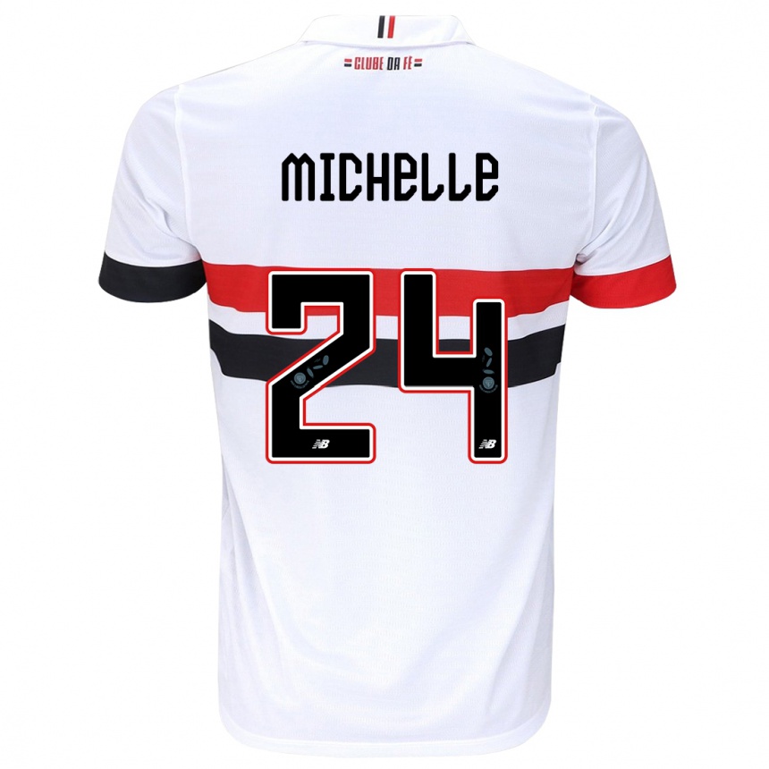 Niño Fútbol Camiseta Michelle #24 Blanco Rojo Negro 1ª Equipación 2024/25