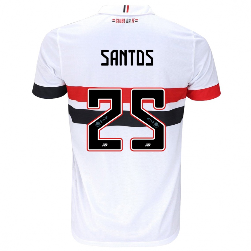 Niño Fútbol Camiseta Mariana Santos #25 Blanco Rojo Negro 1ª Equipación 2024/25