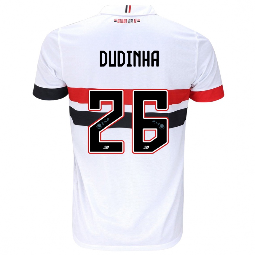 Niño Fútbol Camiseta Dudinha #26 Blanco Rojo Negro 1ª Equipación 2024/25