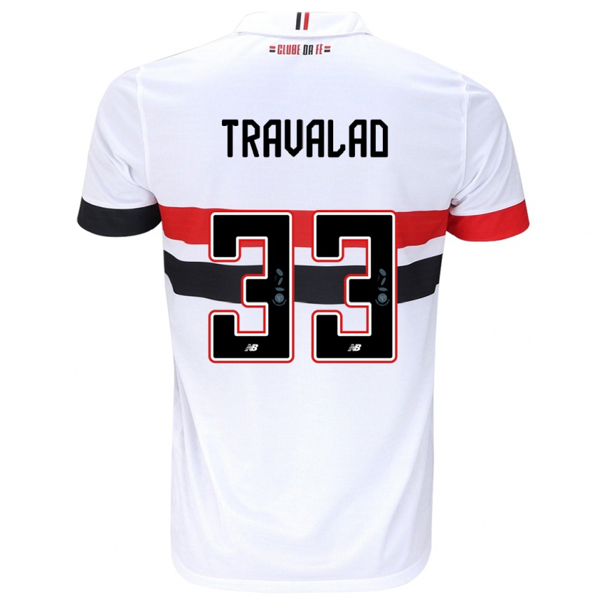 Niño Fútbol Camiseta Rafa Travalão #33 Blanco Rojo Negro 1ª Equipación 2024/25