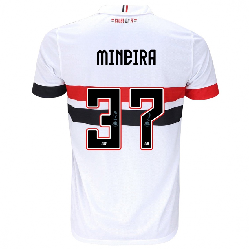 Niño Fútbol Camiseta Rafa Mineira #37 Blanco Rojo Negro 1ª Equipación 2024/25