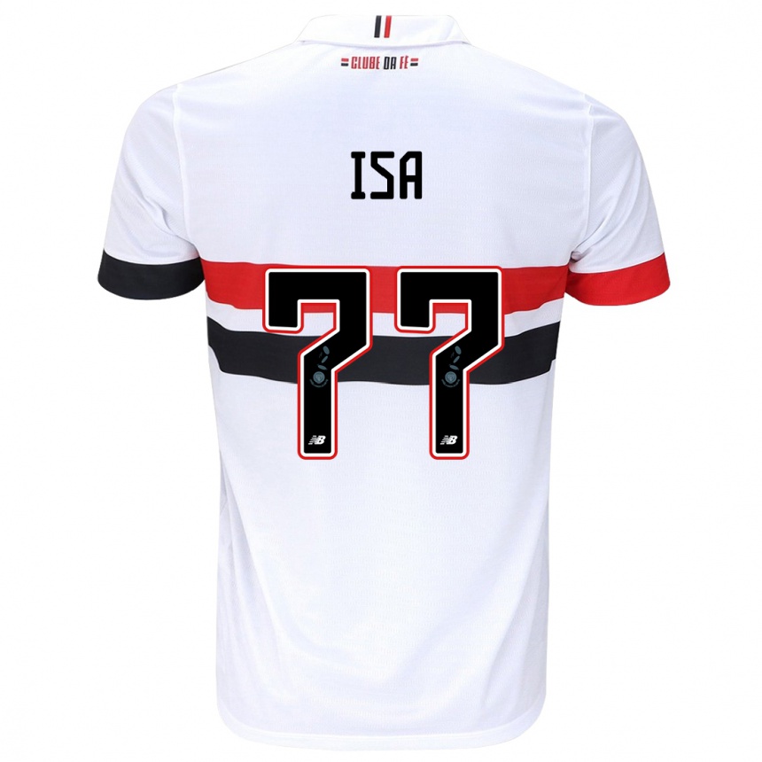 Niño Fútbol Camiseta Isa #77 Blanco Rojo Negro 1ª Equipación 2024/25