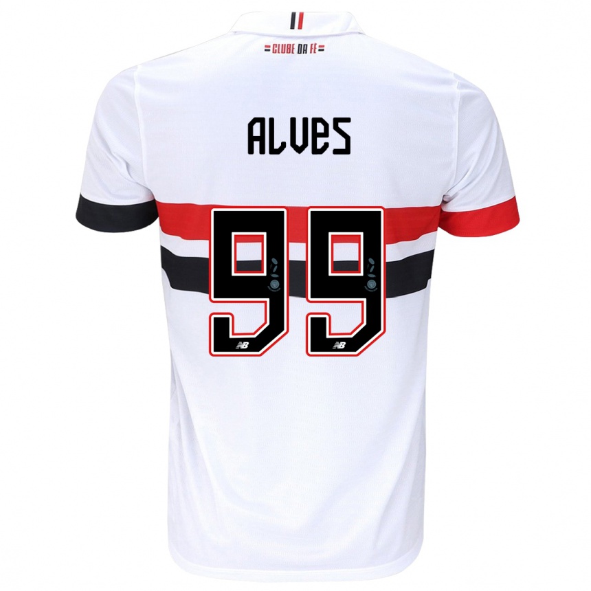 Niño Fútbol Camiseta Letícia Alves #99 Blanco Rojo Negro 1ª Equipación 2024/25