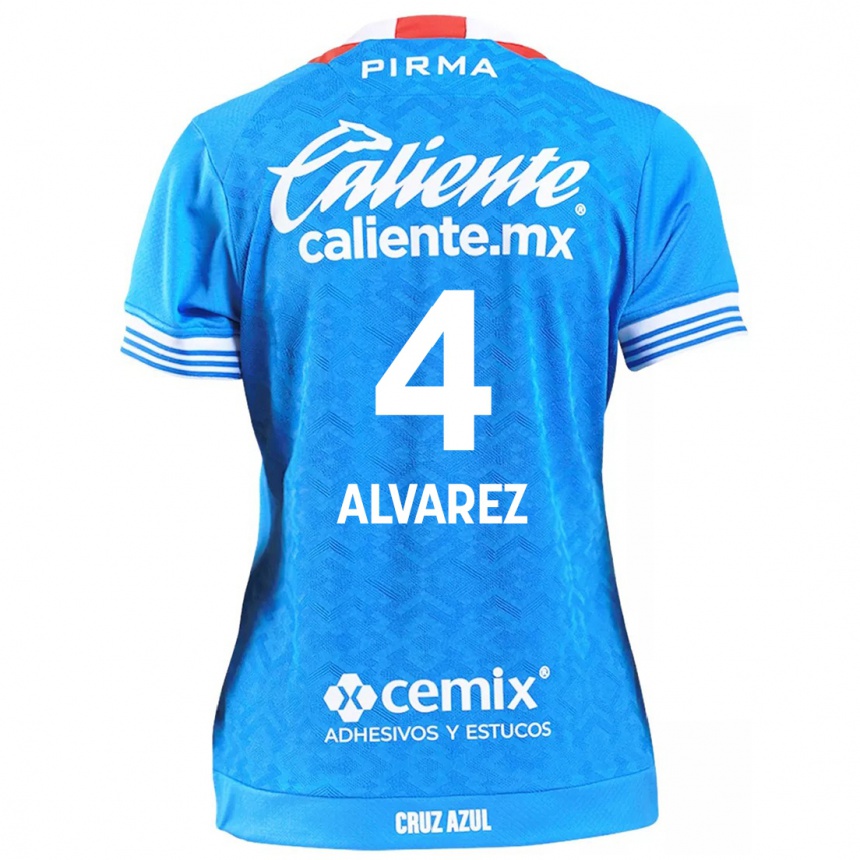 Niño Fútbol Camiseta Gabriela Alvarez #4 Cielo Azul 1ª Equipación 2024/25