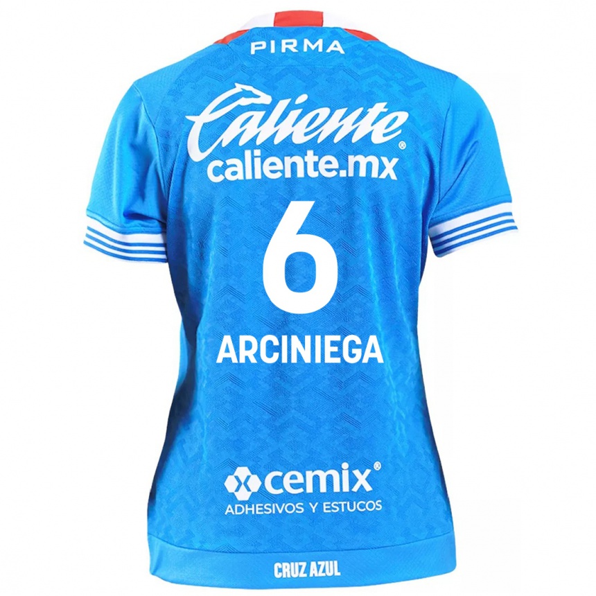 Niño Fútbol Camiseta Mirelle Arciniega #6 Cielo Azul 1ª Equipación 2024/25