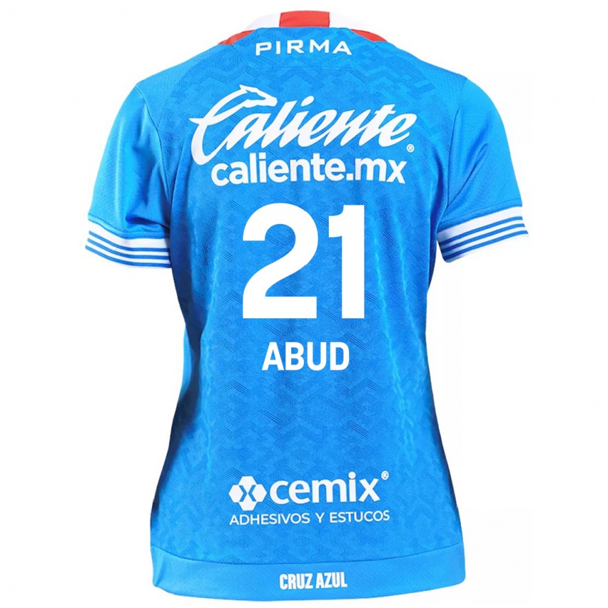 Niño Fútbol Camiseta Karime Abud #21 Cielo Azul 1ª Equipación 2024/25